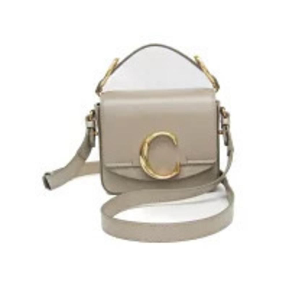 Chloe Leather Suede Handbag Shoulder Bag Greige Gray